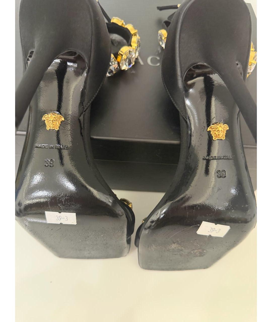 VERSACE Черные текстильные босоножки, фото 8