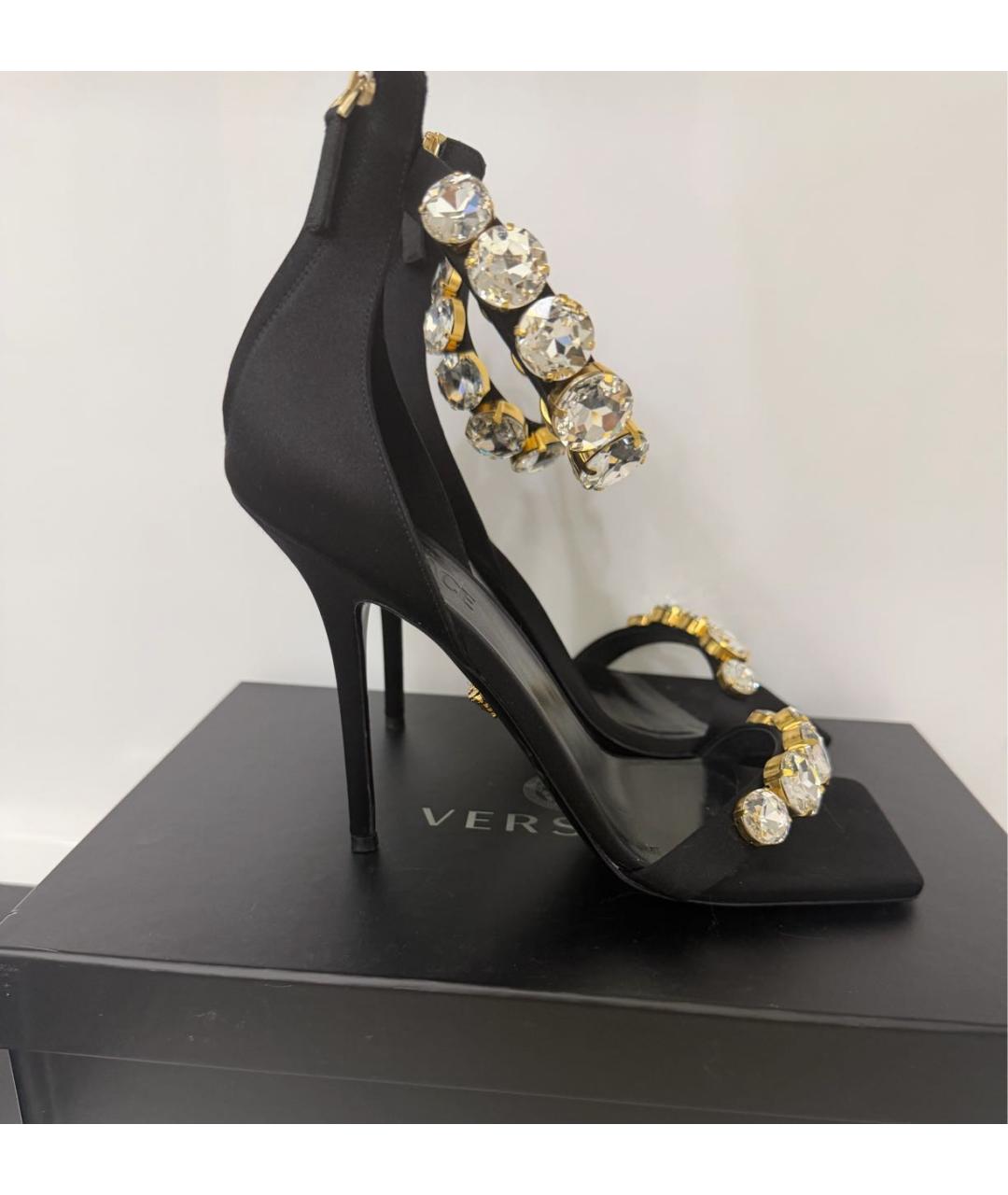 VERSACE Черные текстильные босоножки, фото 9