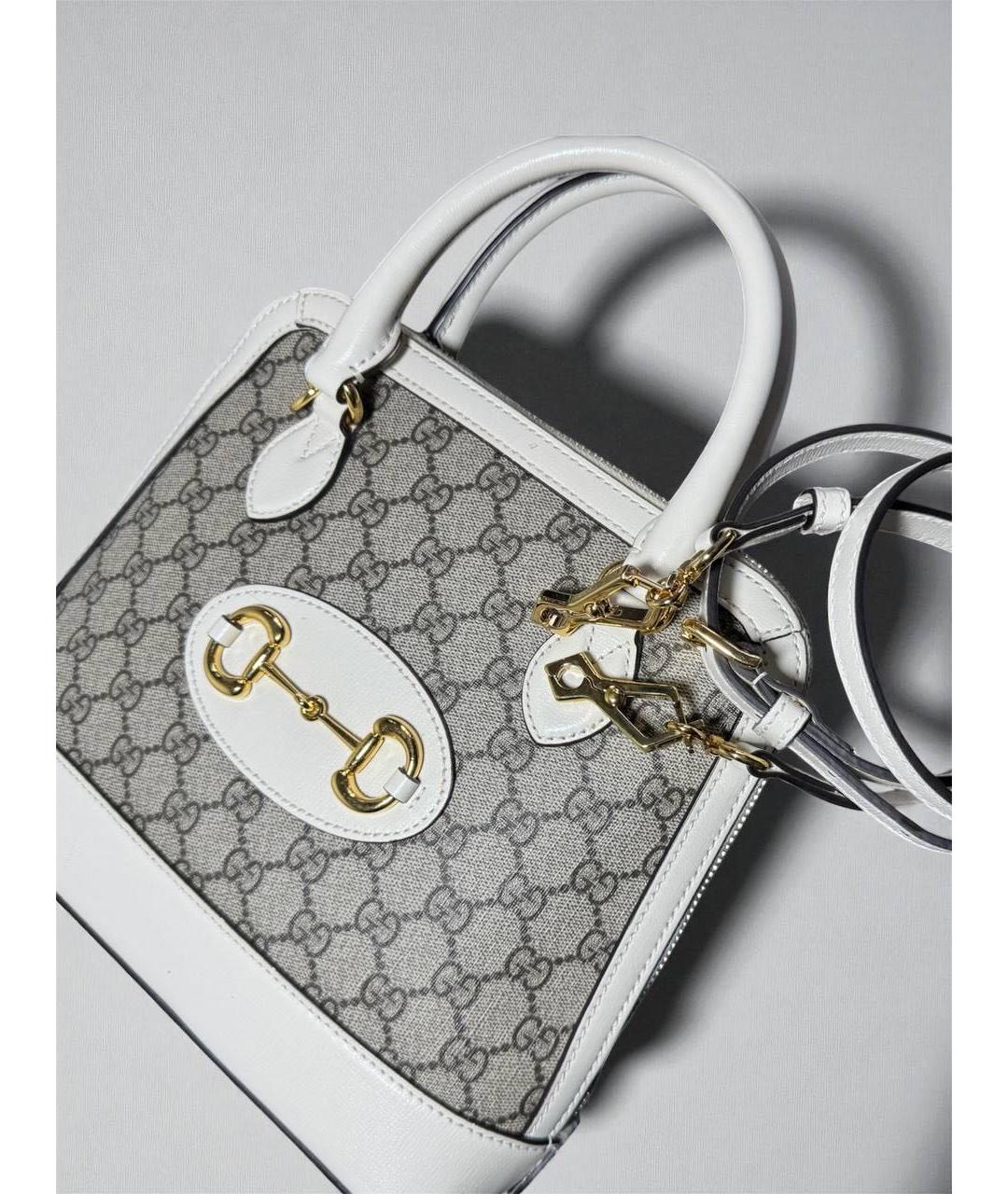 GUCCI Бежевая кожаная сумка с короткими ручками, фото 3