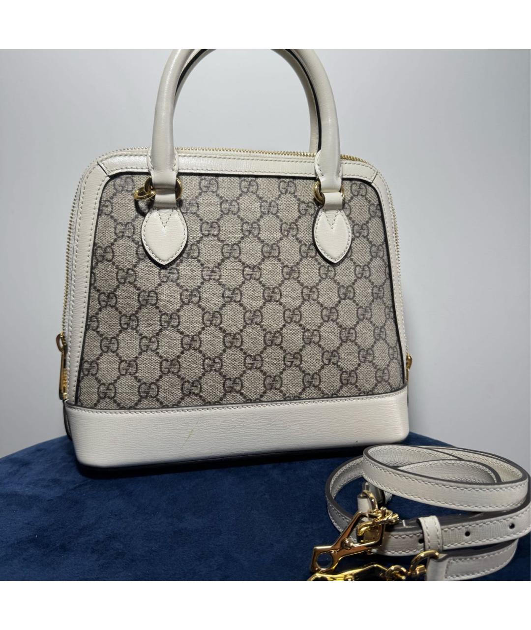 GUCCI Бежевая кожаная сумка с короткими ручками, фото 6