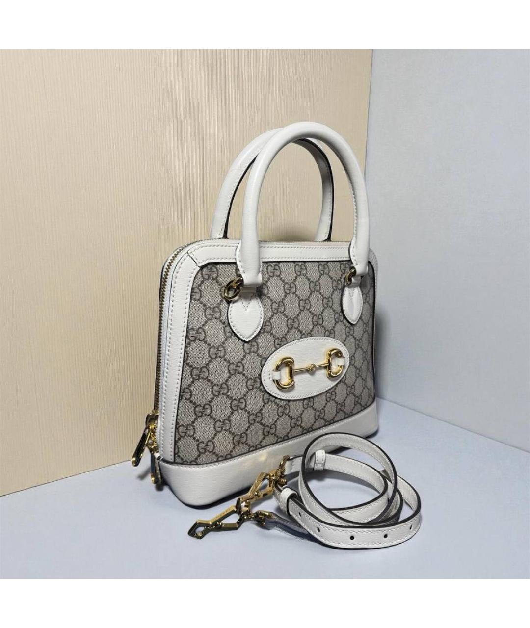 GUCCI Бежевая кожаная сумка с короткими ручками, фото 2