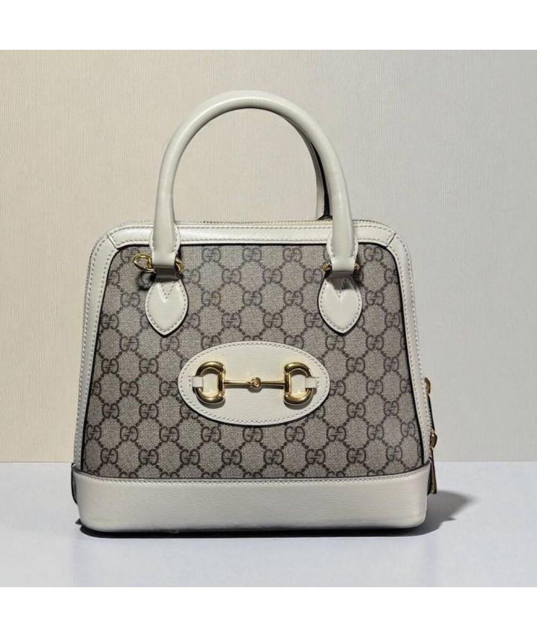 GUCCI Бежевая кожаная сумка с короткими ручками, фото 7