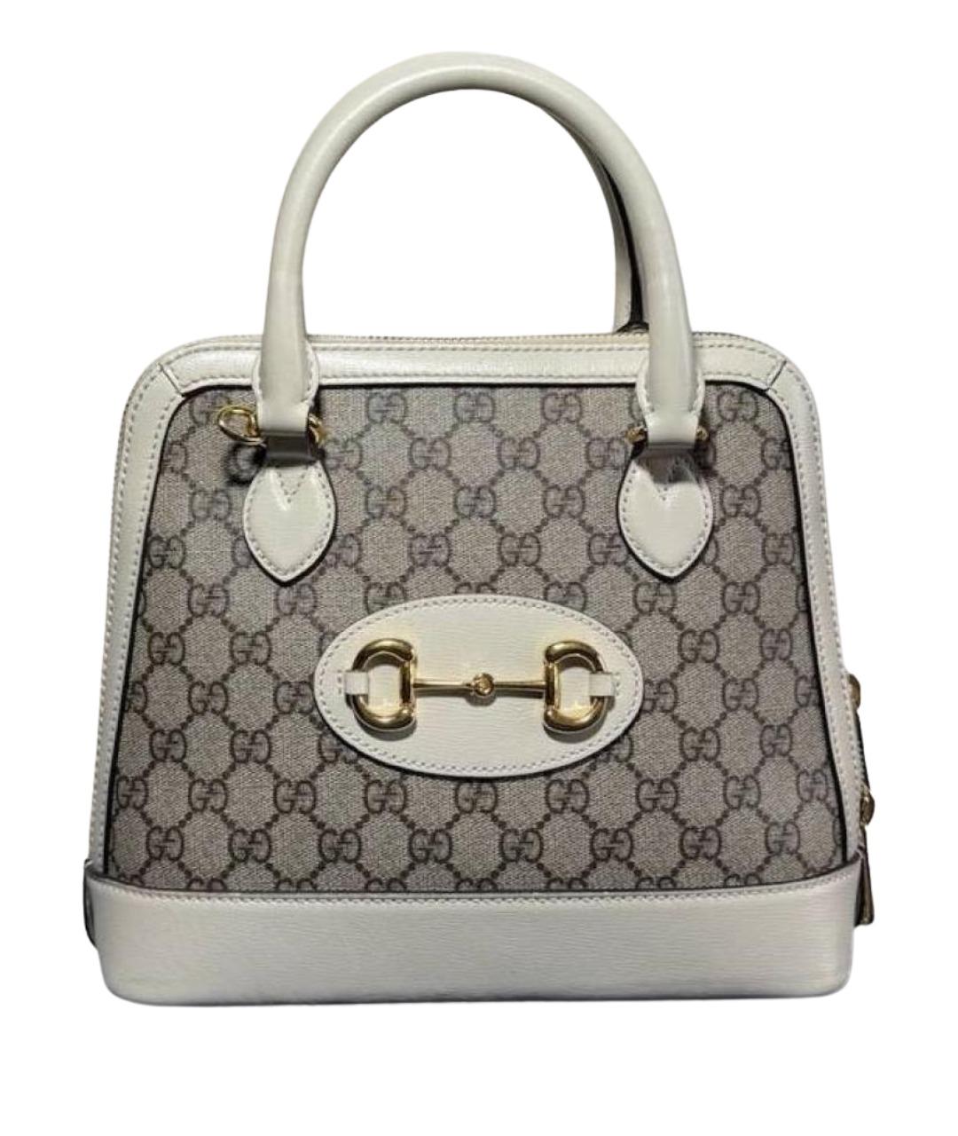 GUCCI Бежевая кожаная сумка с короткими ручками, фото 1