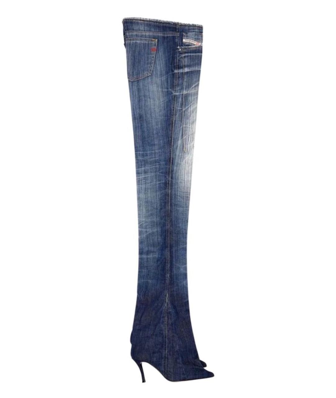 DIESEL Синие текстильные ботфорты, фото 1