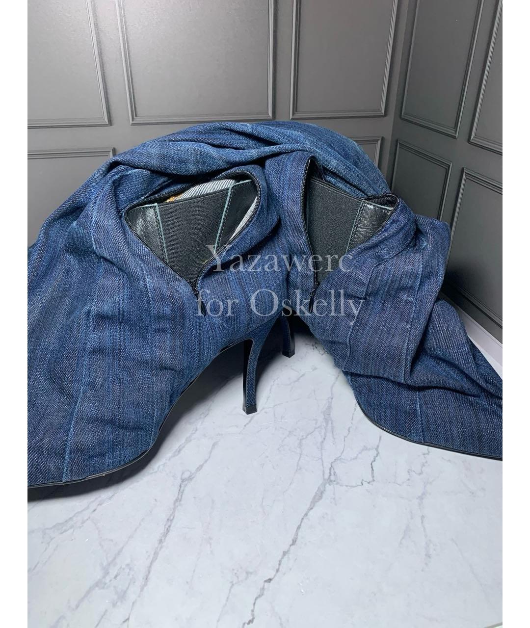 DIESEL Синие текстильные ботфорты, фото 7