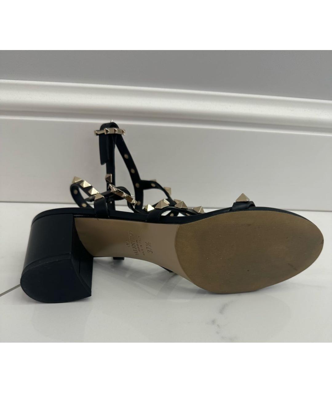 VALENTINO Черные кожаные босоножки, фото 5