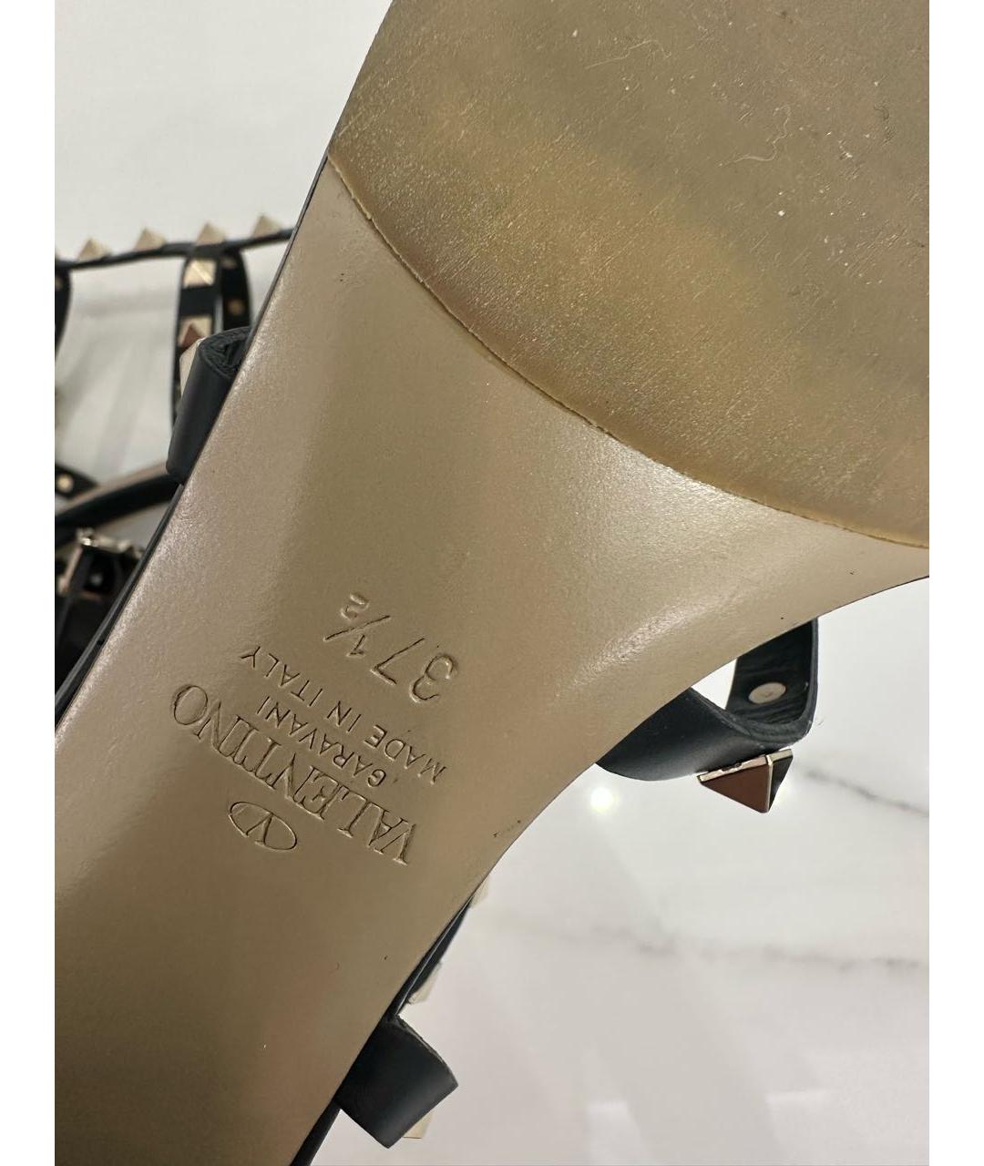 VALENTINO Черные кожаные босоножки, фото 7