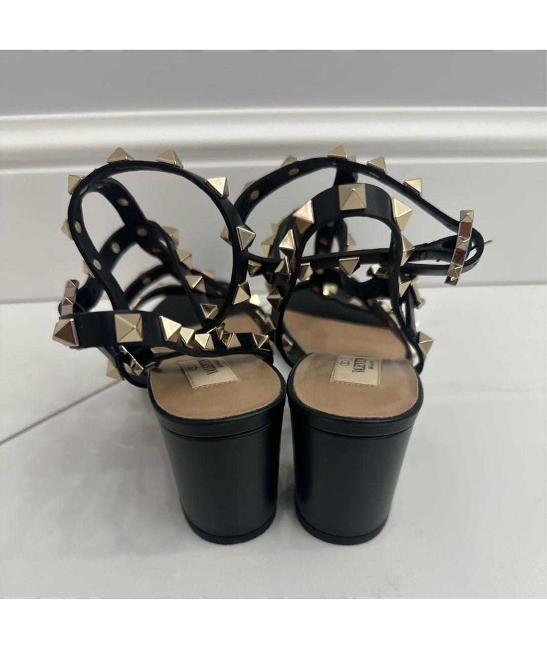 VALENTINO Черные кожаные босоножки, фото 4