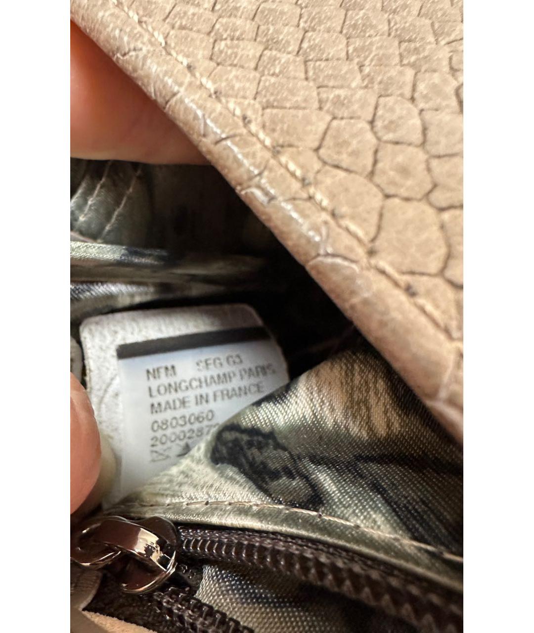 LONGCHAMP Серая кожаная сумка с короткими ручками, фото 7