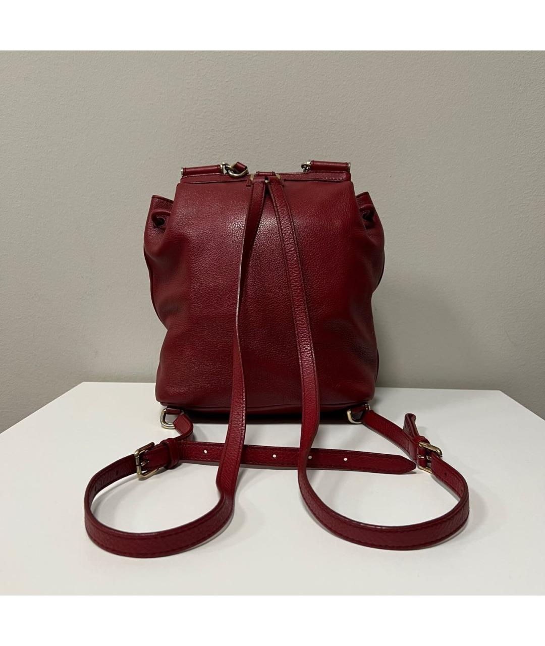 DOLCE&GABBANA Бордовый кожаный рюкзак, фото 2