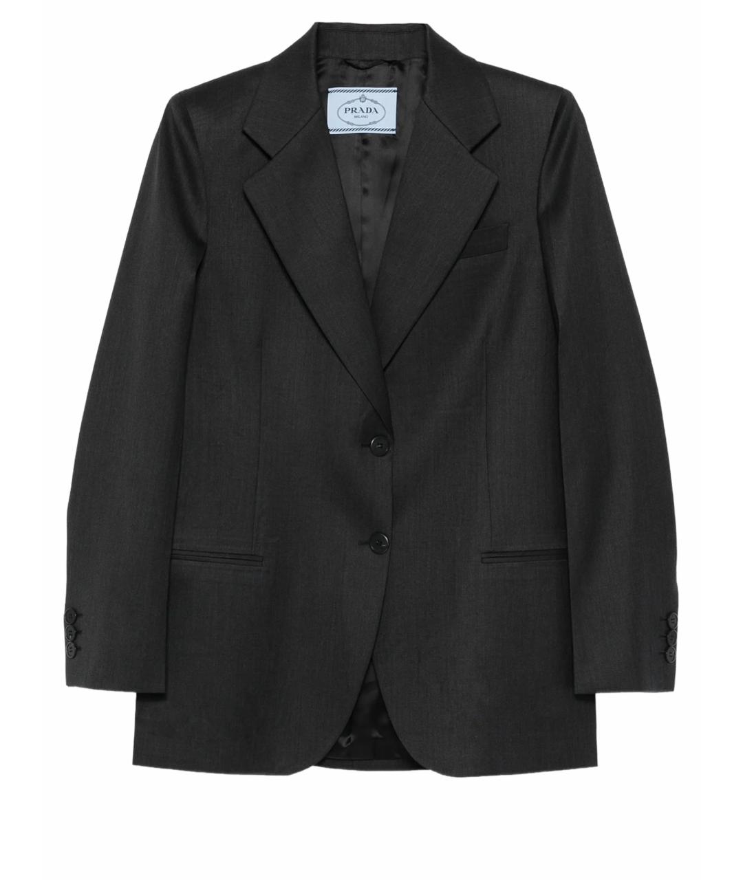 PRADA Серый шерстяной жакет/пиджак, фото 1