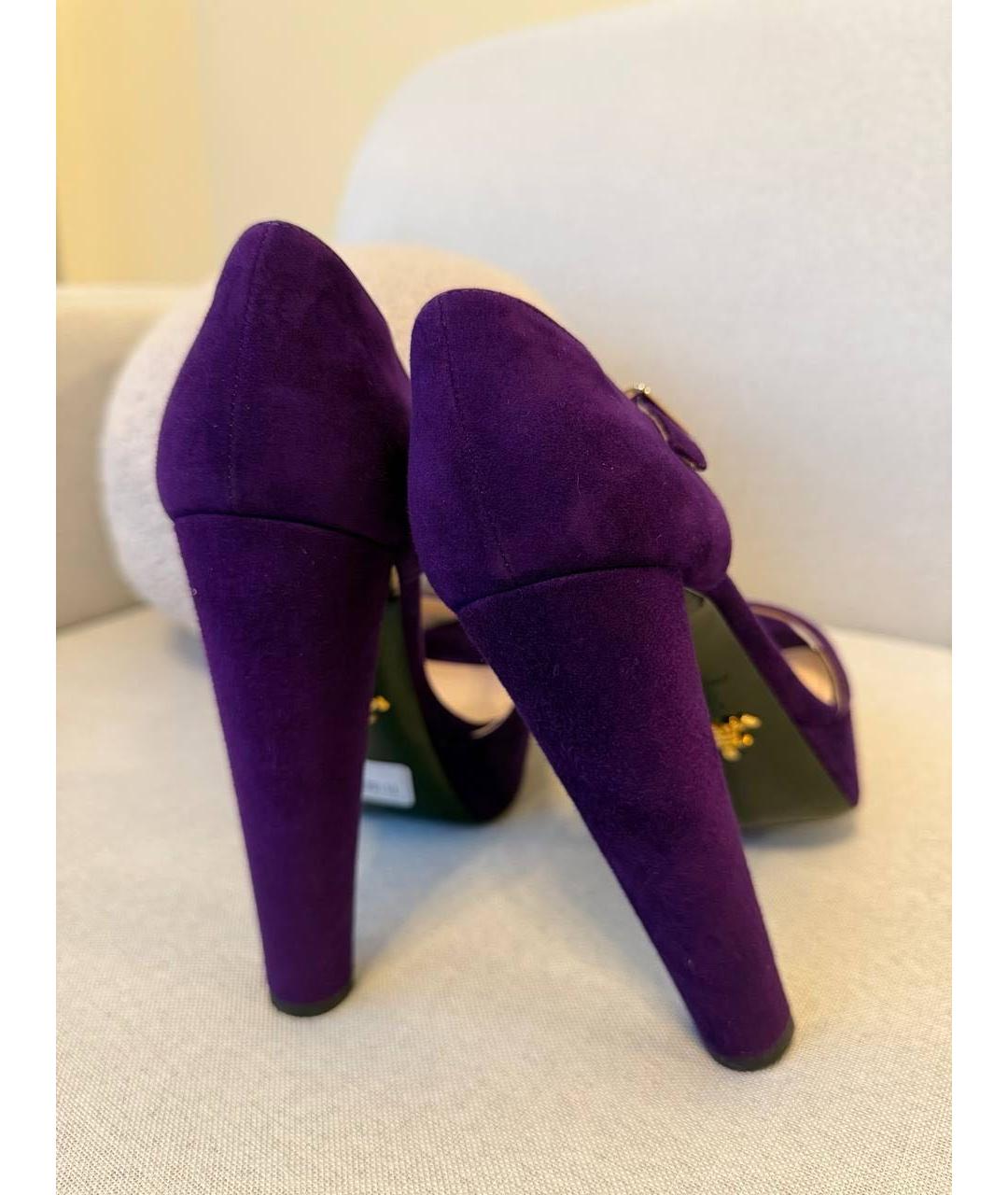 PRADA Фиолетовые замшевые босоножки, фото 3