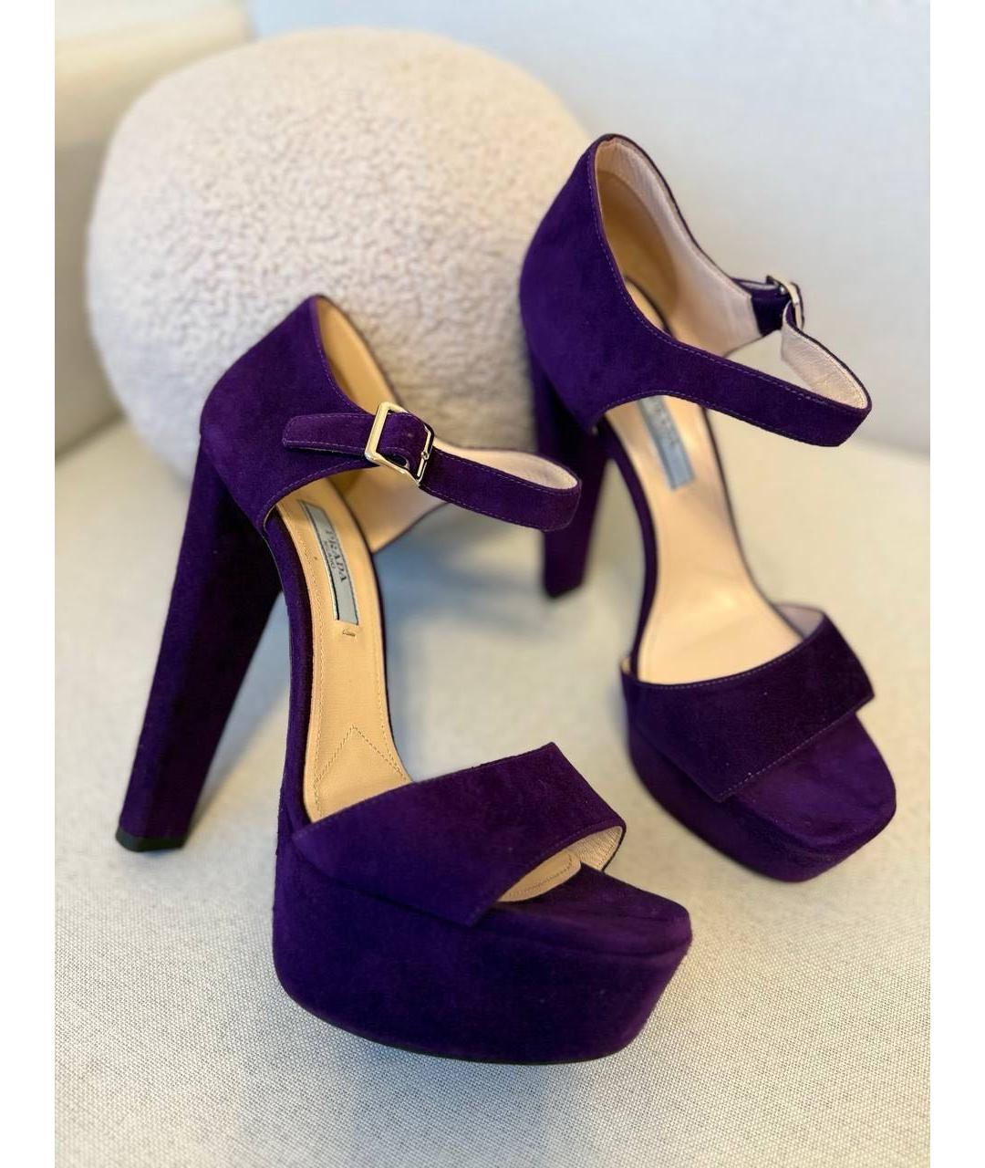 PRADA Фиолетовые замшевые босоножки, фото 6