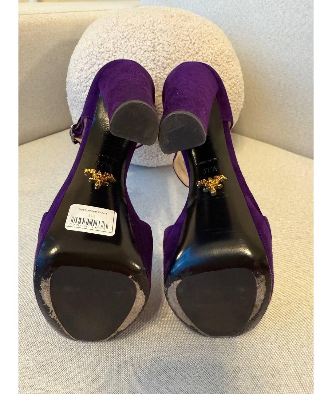 PRADA Фиолетовые замшевые босоножки, фото 5