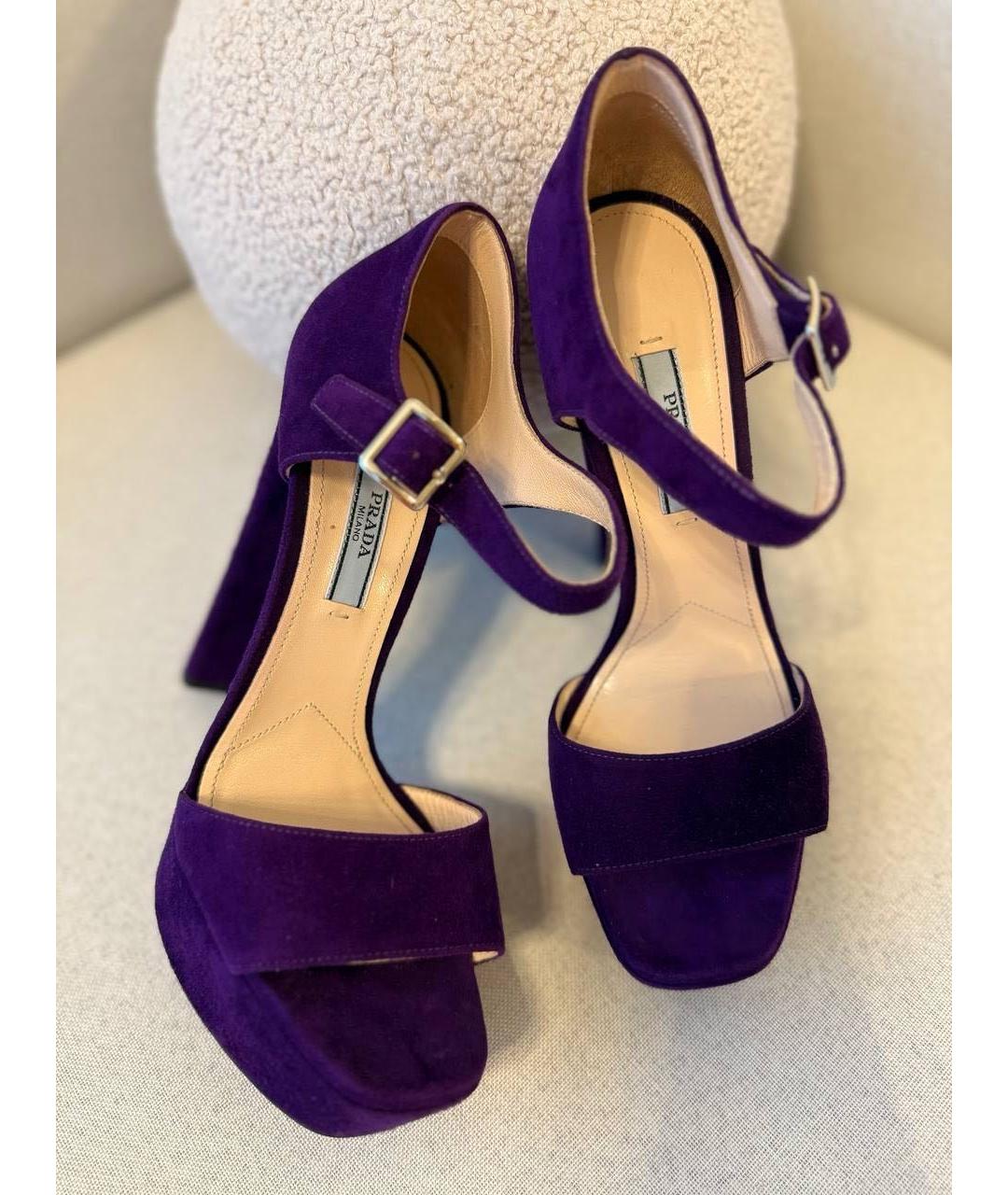 PRADA Фиолетовые замшевые босоножки, фото 2