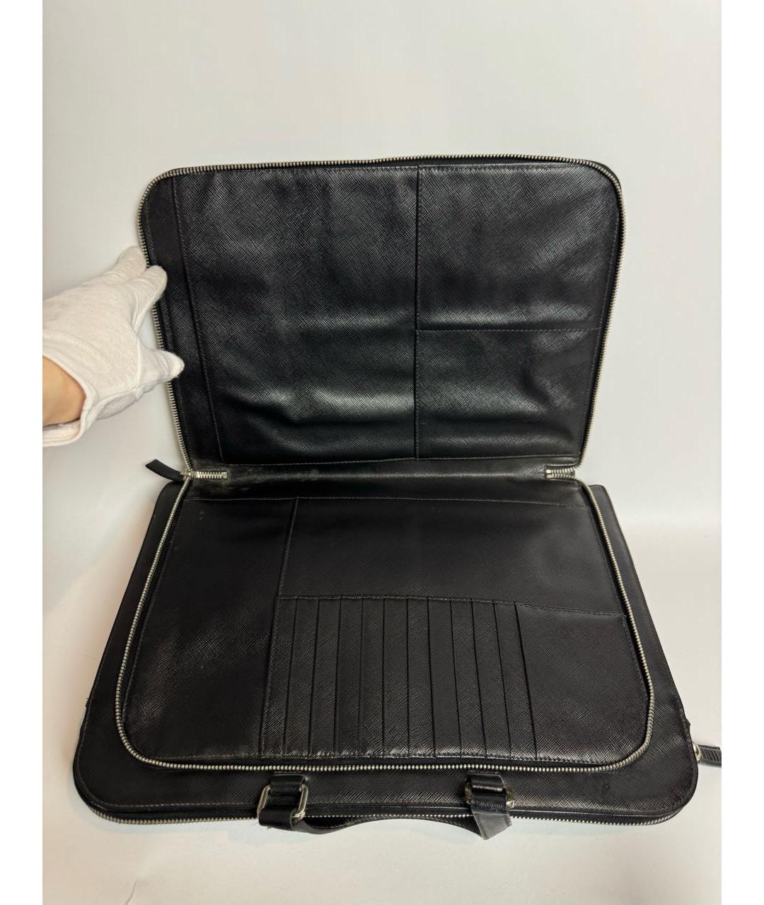PRADA Черный кожаный портфель, фото 3