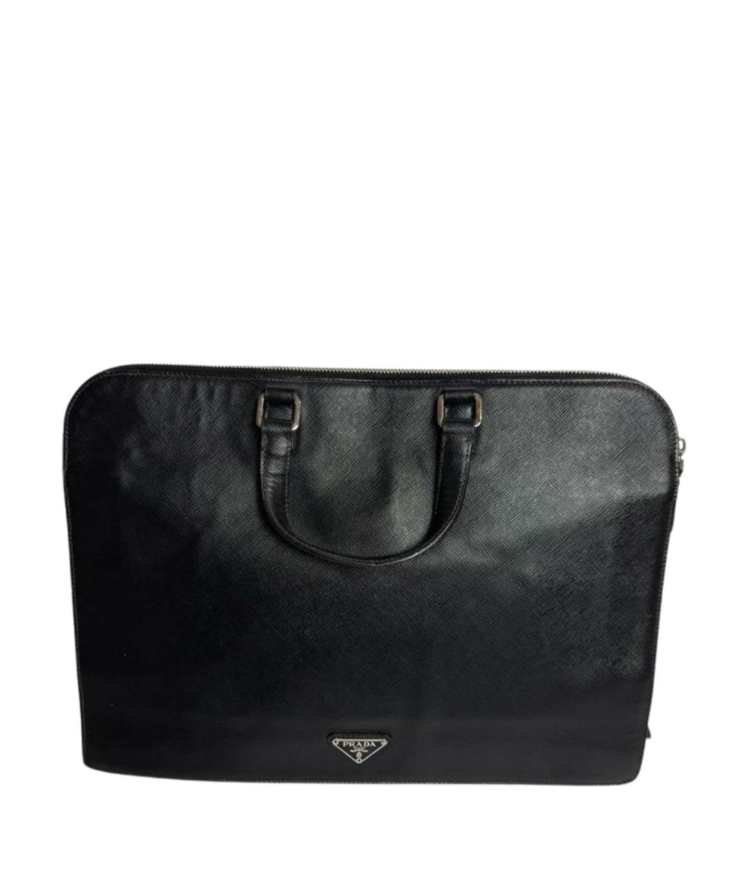 PRADA Черный кожаный портфель, фото 1