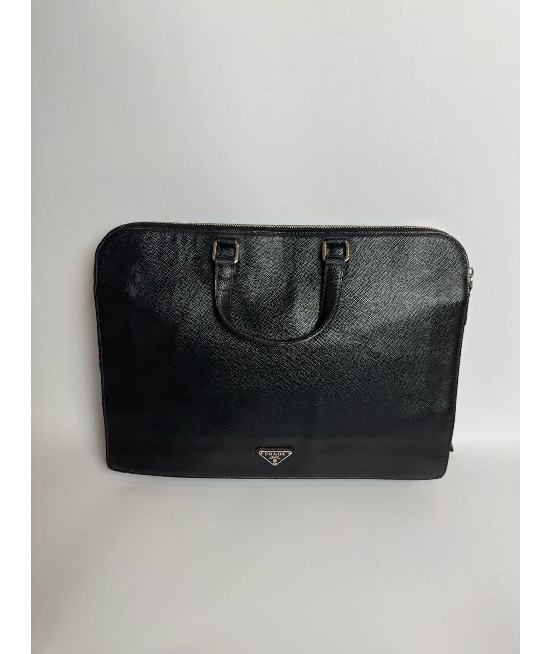 PRADA Черный кожаный портфель, фото 9