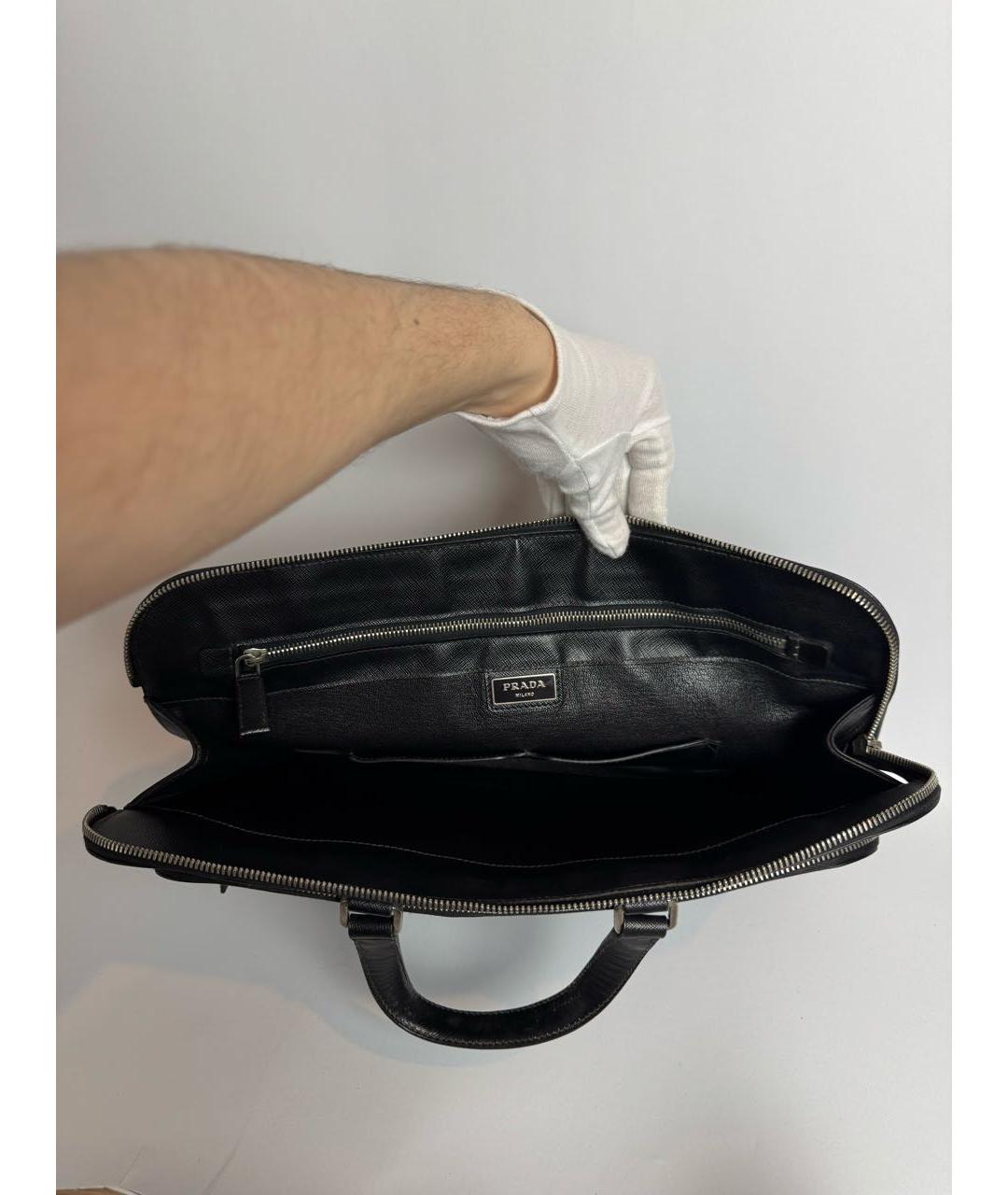 PRADA Черный кожаный портфель, фото 5