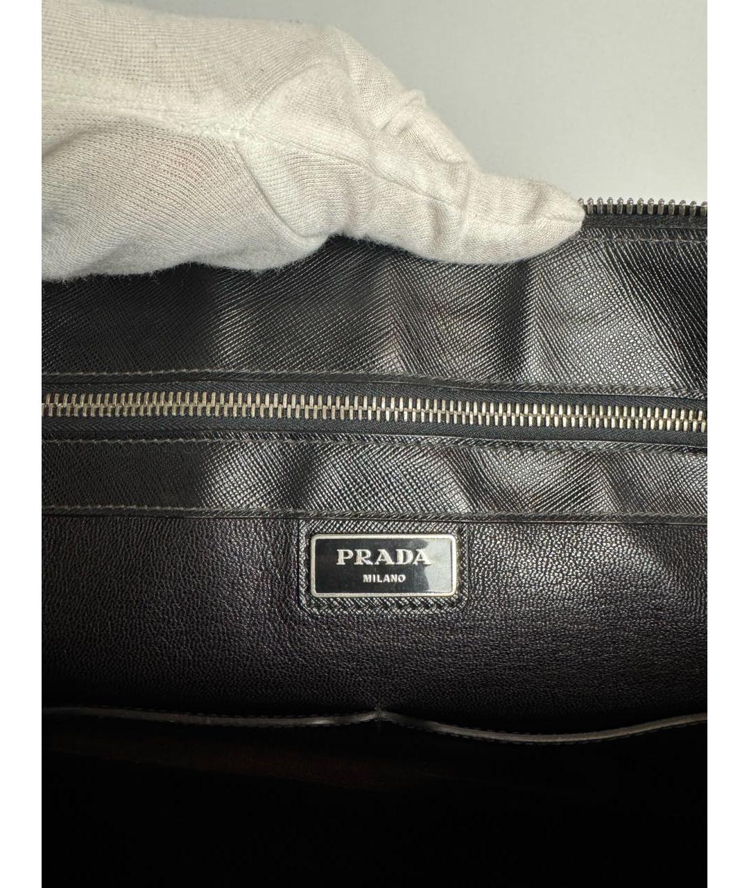 PRADA Черный кожаный портфель, фото 6
