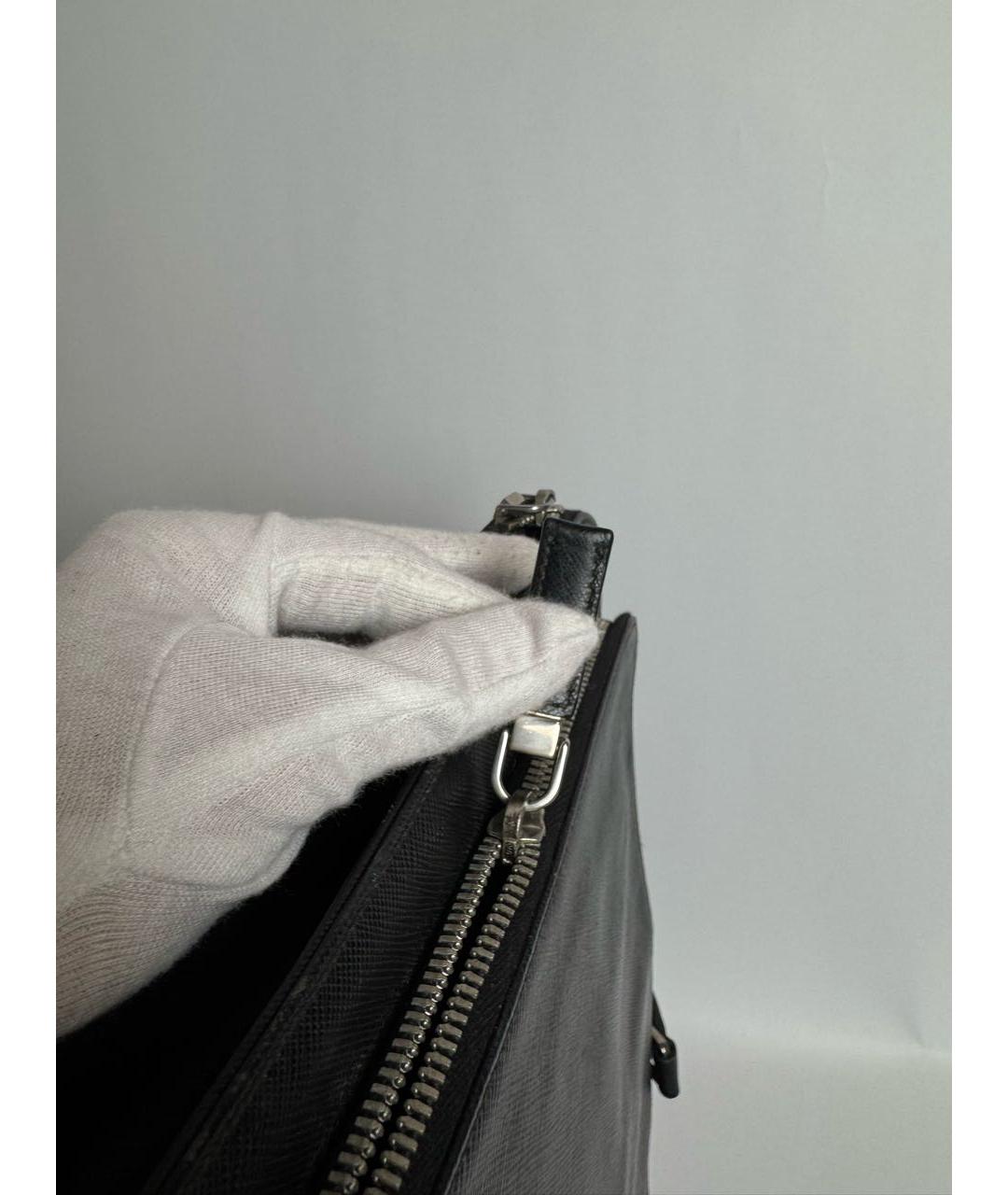 PRADA Черный кожаный портфель, фото 4