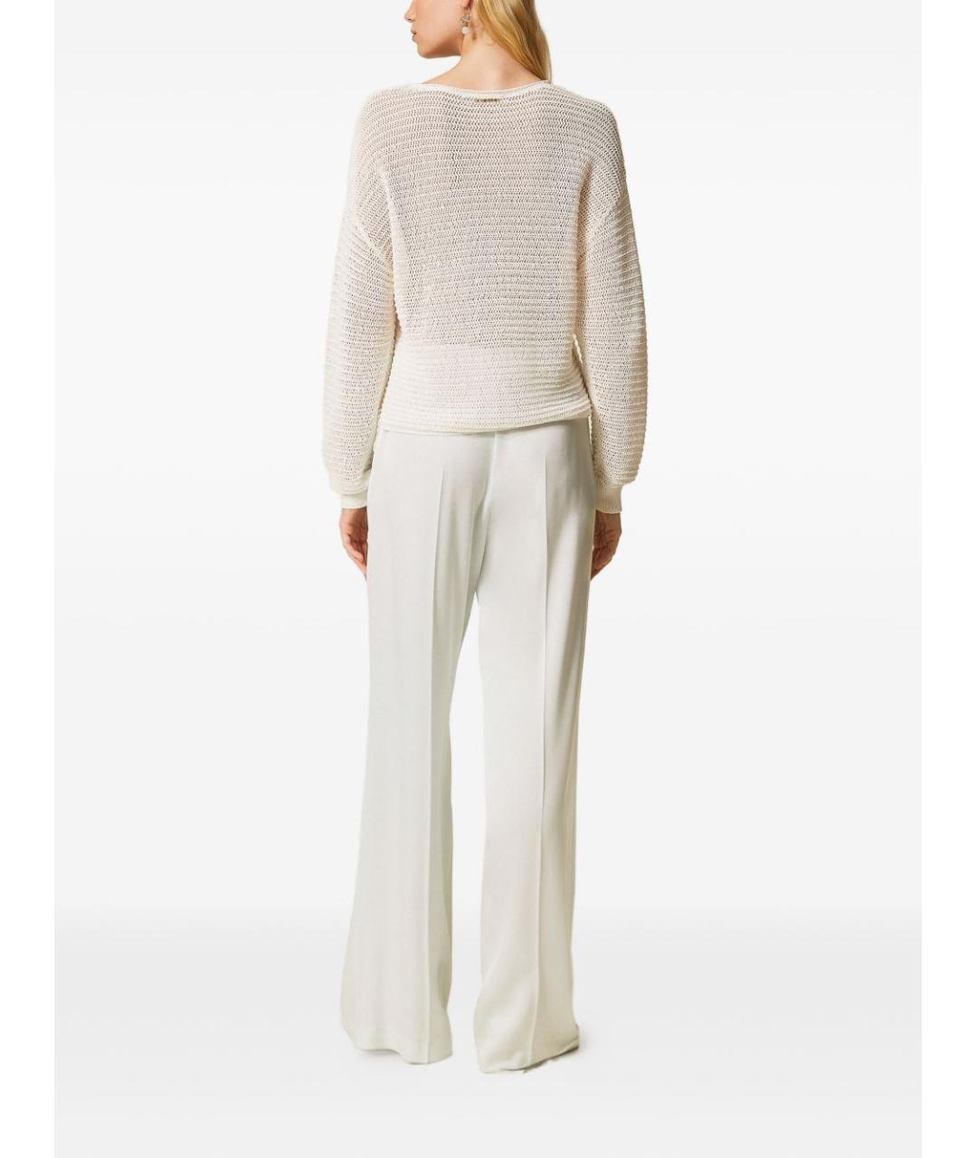 TWIN-SET Белые прямые брюки, фото 3