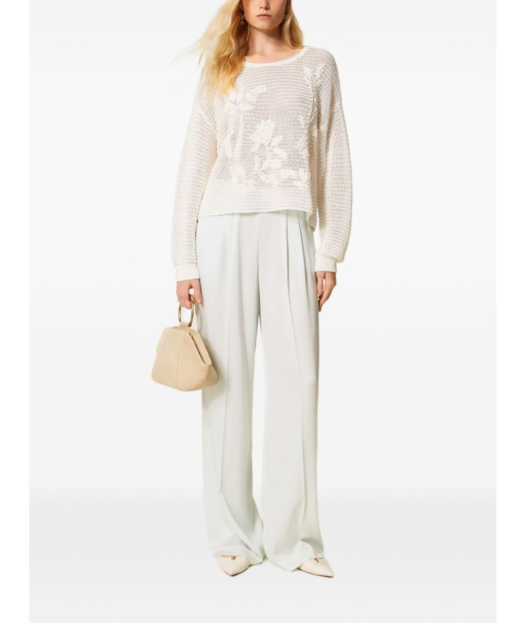 TWIN-SET Белые прямые брюки, фото 5