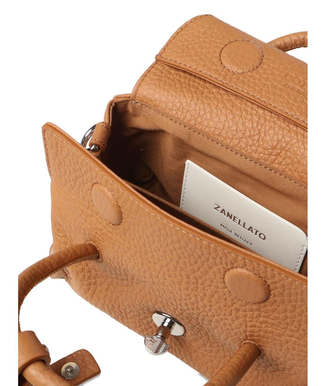 ZANELLATO Бежевая кожаная сумка с короткими ручками, фото 4