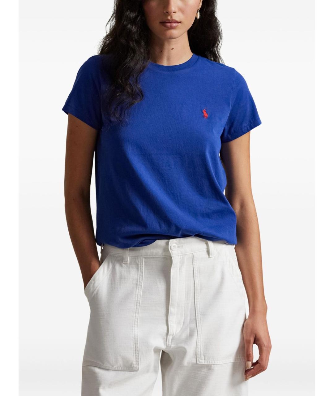 POLO RALPH LAUREN Синяя хлопковая футболка, фото 4