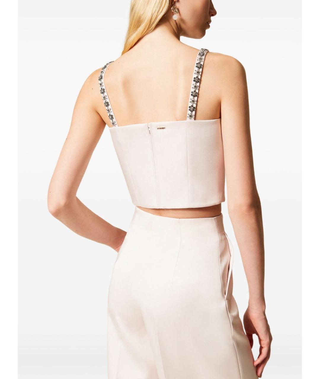 TWIN-SET Бежевая полиэстеровая майка, фото 3