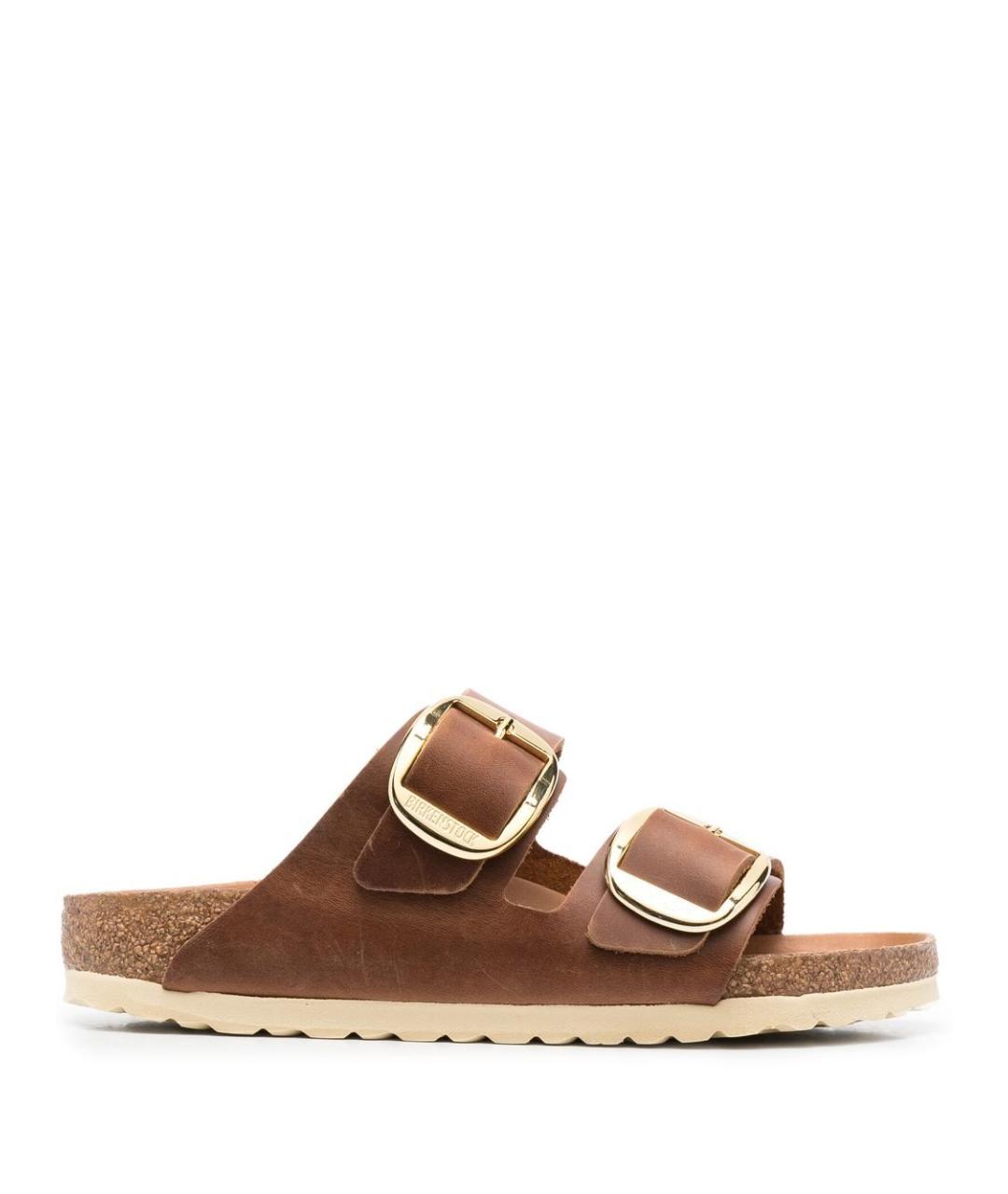 BIRKENSTOCK Коричневые кожаные сандалии, фото 1
