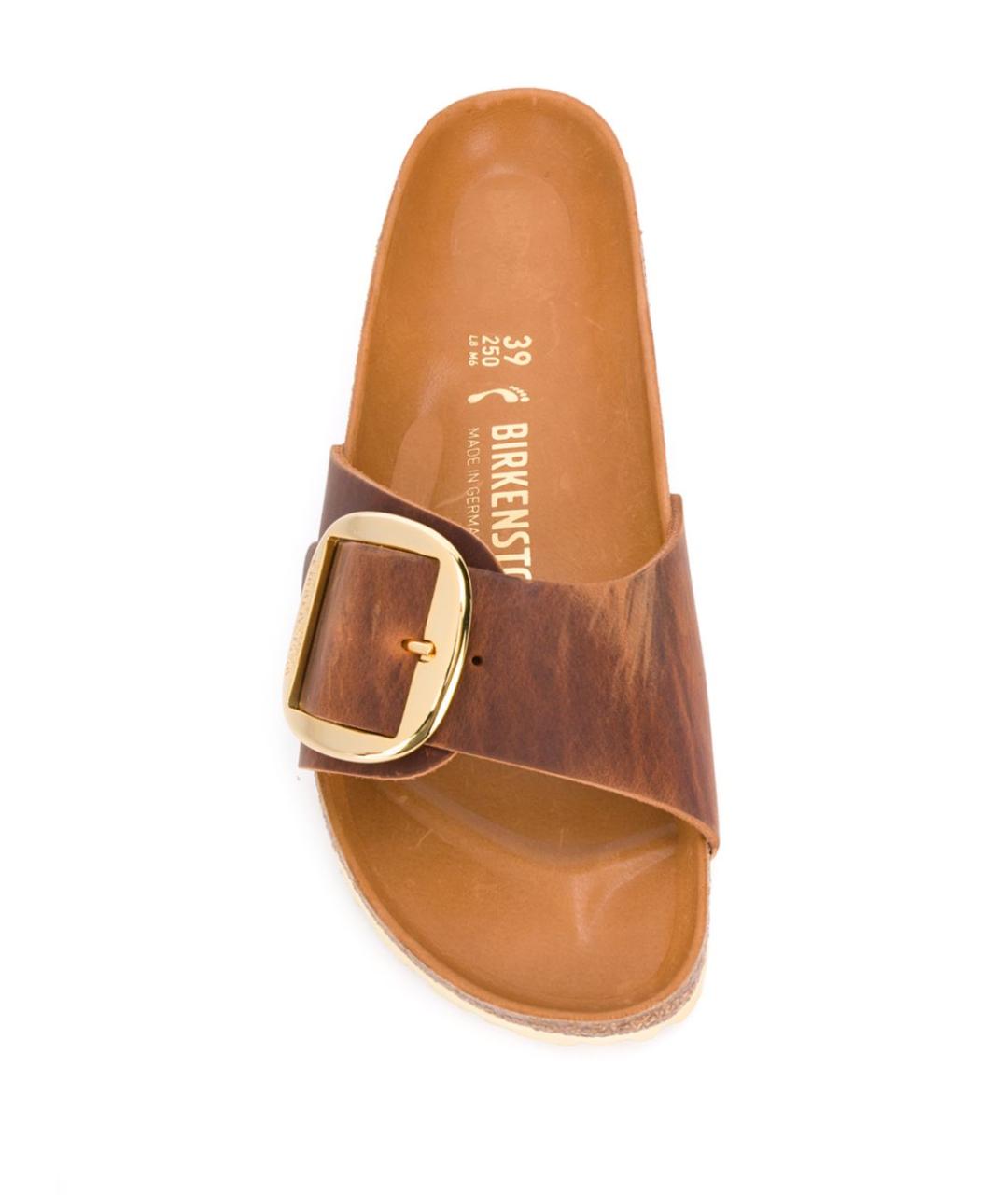 BIRKENSTOCK Коричневые кожаные шлепанцы, фото 4