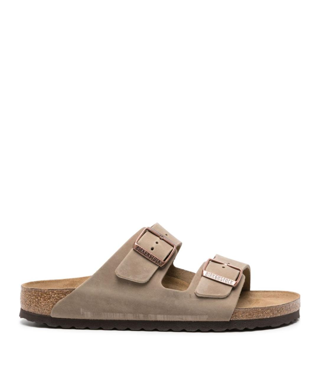 BIRKENSTOCK Коричневые кожаные сандалии, фото 1