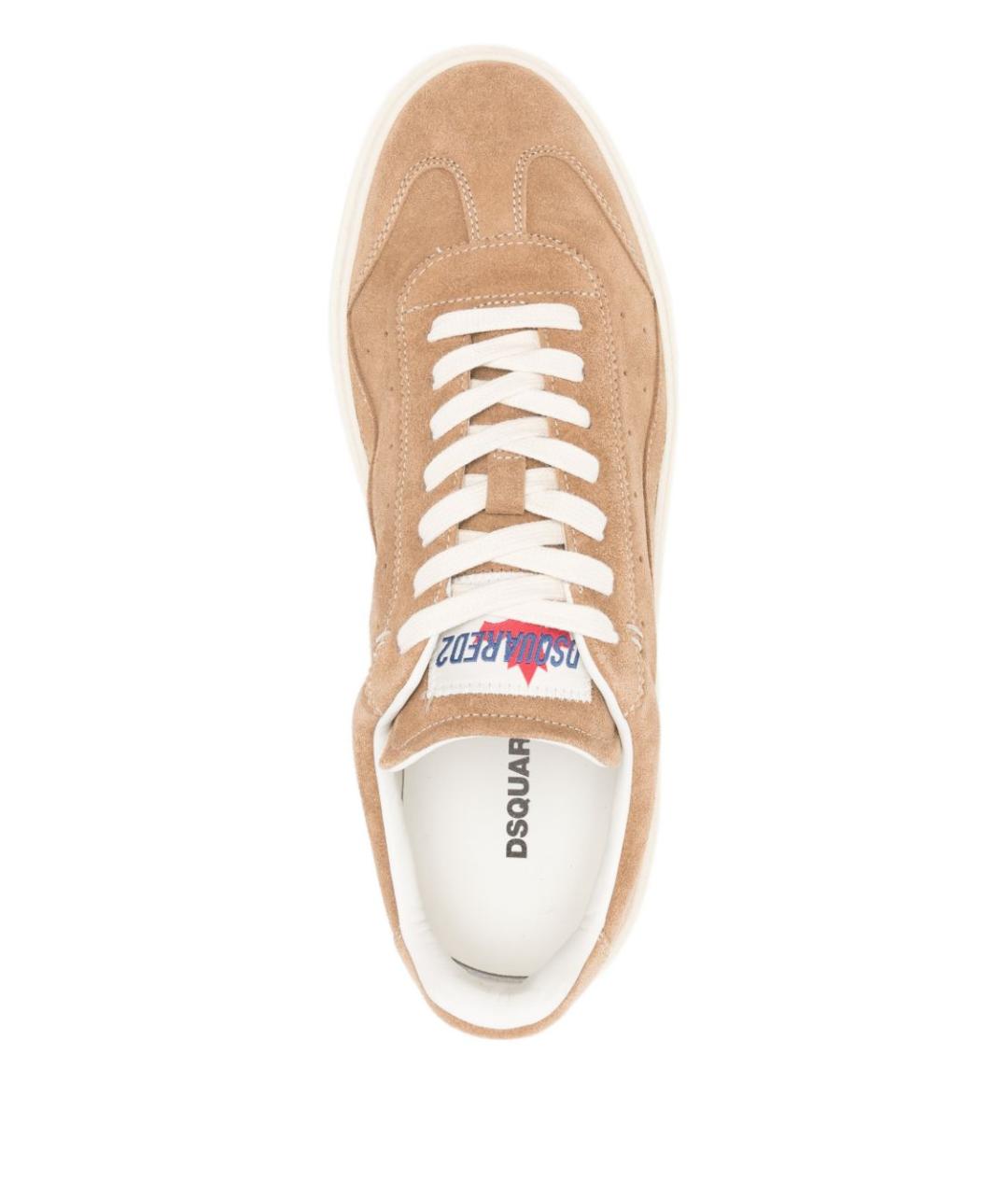 DSQUARED2 Бежевые замшевые низкие кроссовки / кеды, фото 2