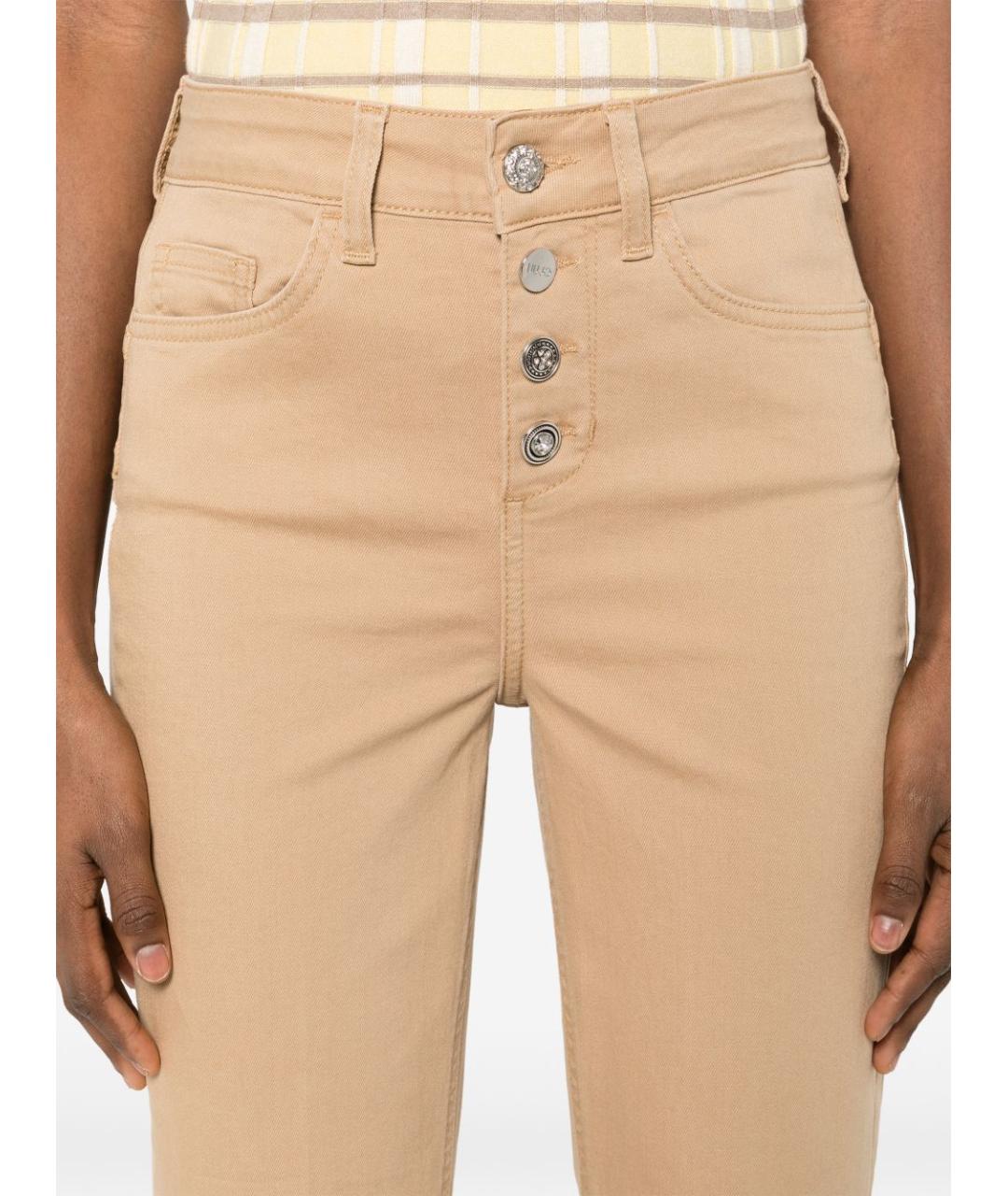 LIU JO Бежевые хлопковые прямые джинсы, фото 5