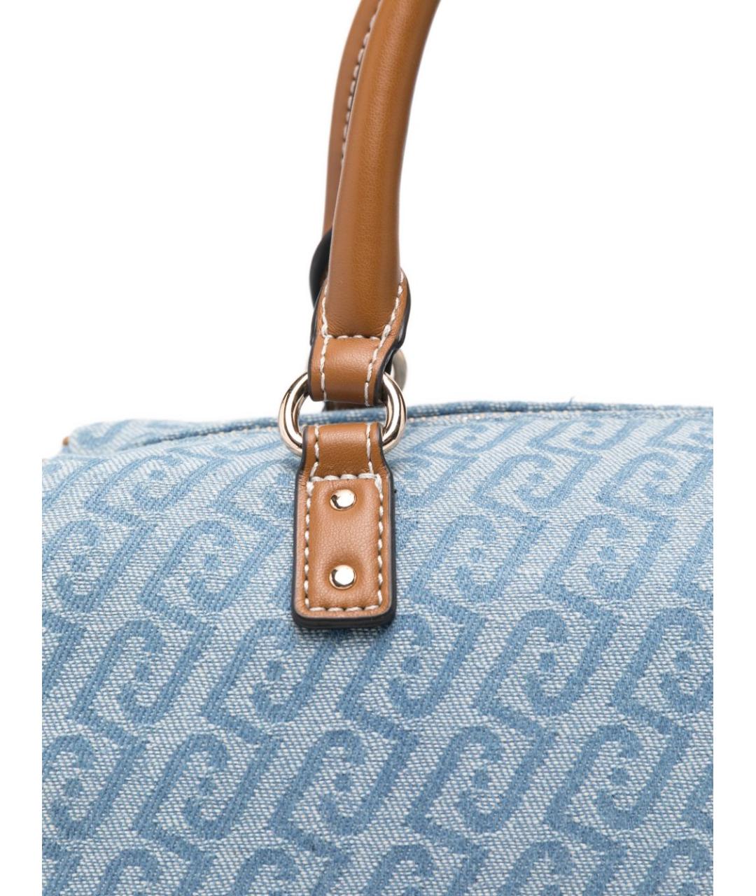 LIU JO Голубая тканевая сумка с короткими ручками, фото 3