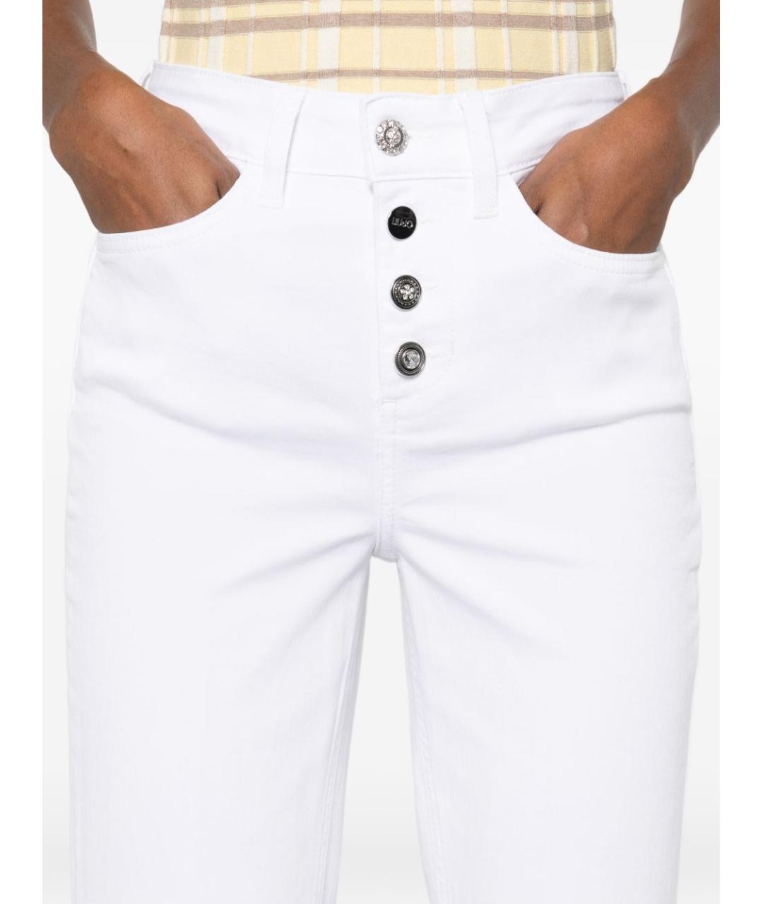 LIU JO Белые хлопковые прямые джинсы, фото 3
