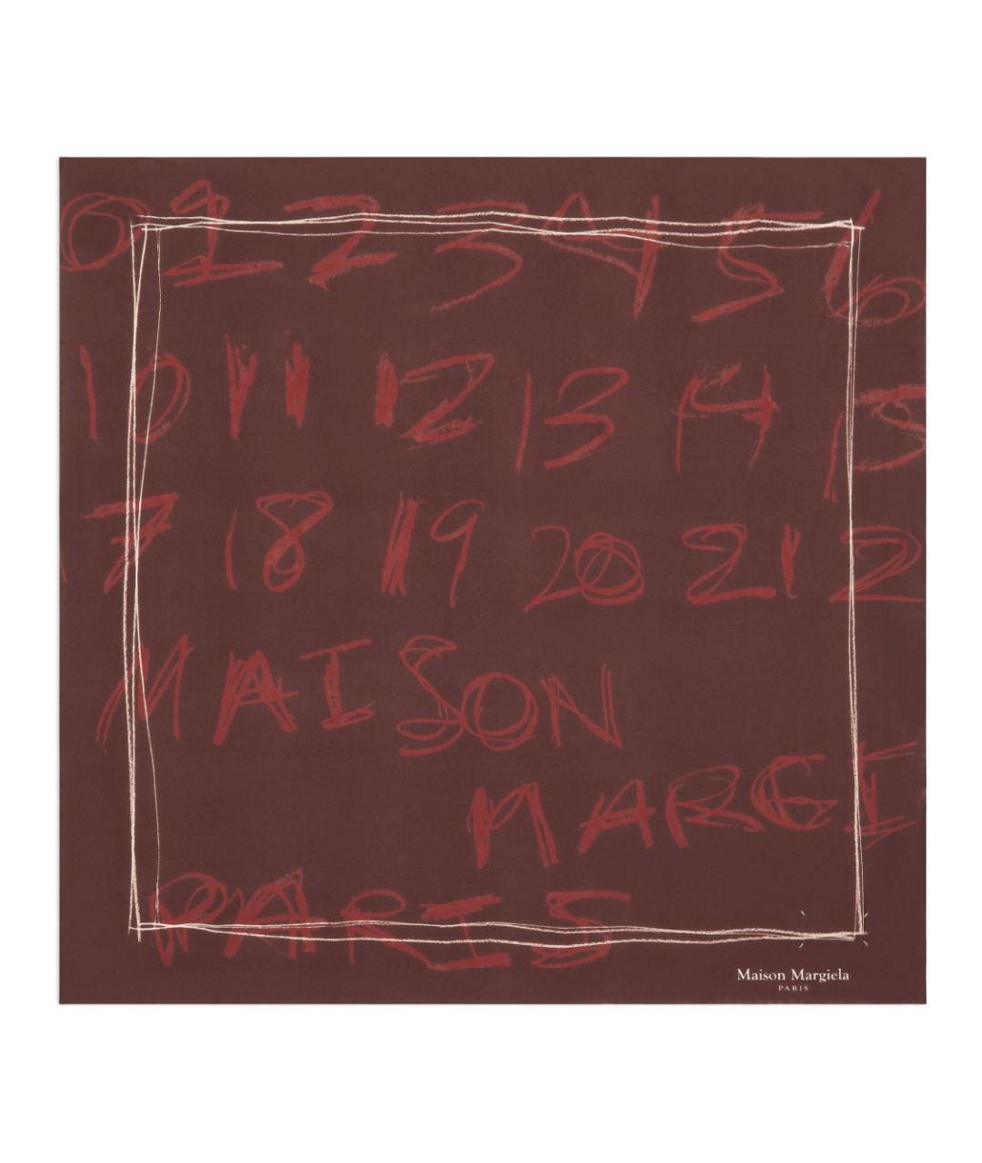 MAISON MARGIELA Бордовый шелковый шарф, фото 2