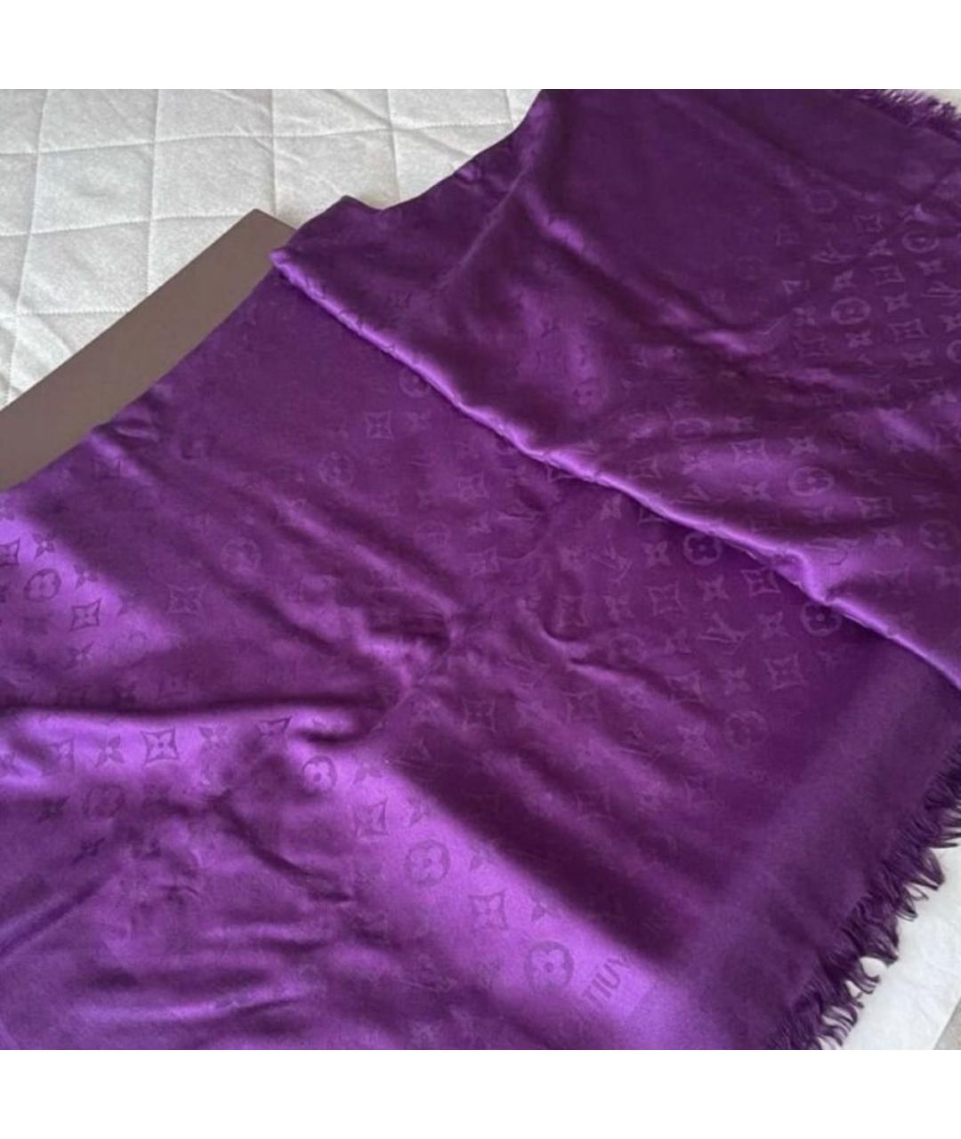 LOUIS VUITTON Фиолетовый шелковый платок, фото 2