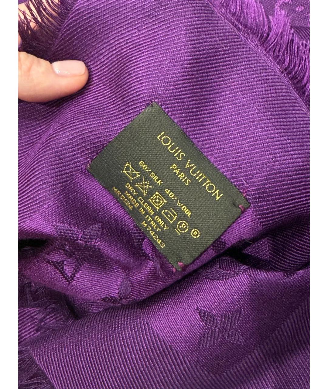 LOUIS VUITTON Фиолетовый шелковый платок, фото 3