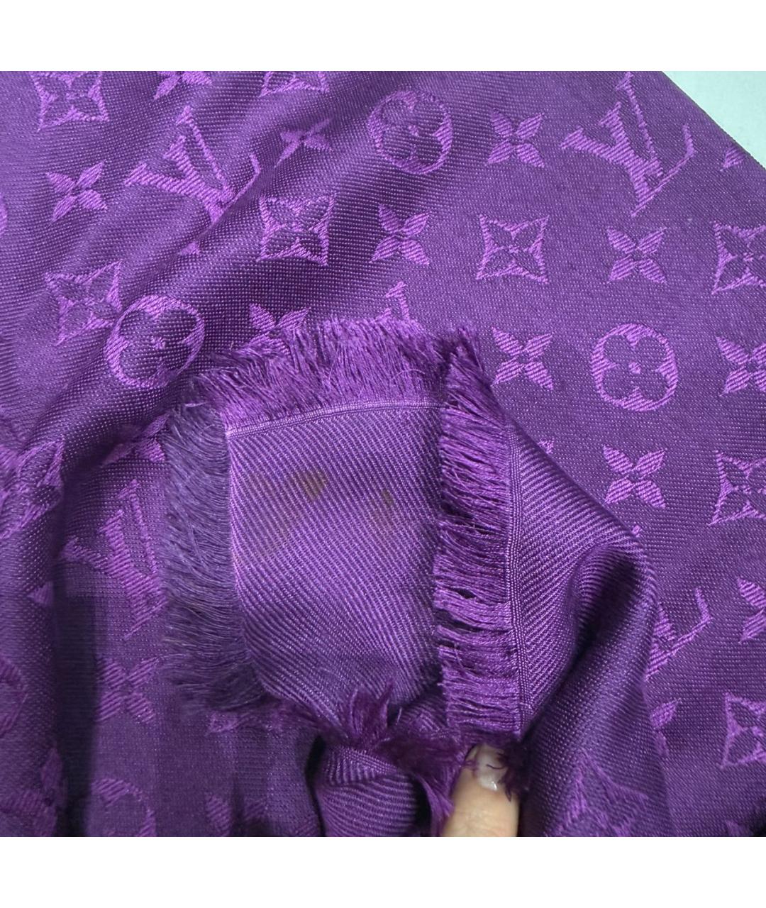 LOUIS VUITTON Фиолетовый шелковый платок, фото 6