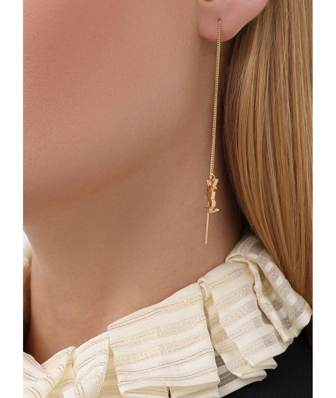 SAINT LAURENT Золотые латунные серьги, фото 4