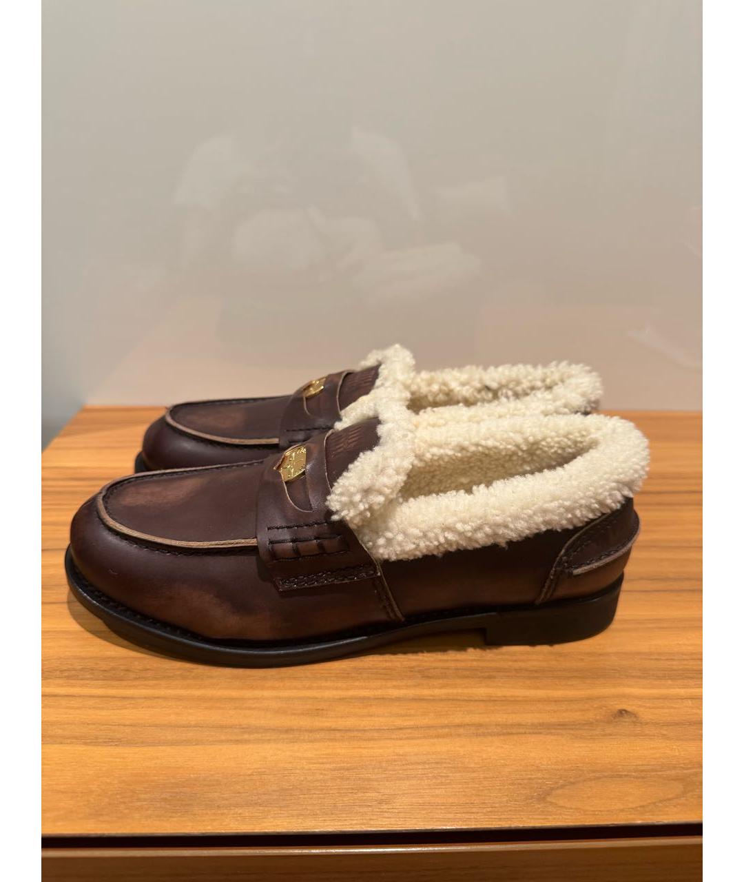 MIU MIU Коричневые кожаные лоферы, фото 6