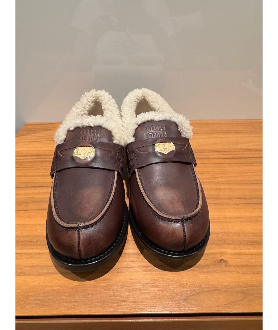 MIU MIU Коричневые кожаные лоферы, фото 2