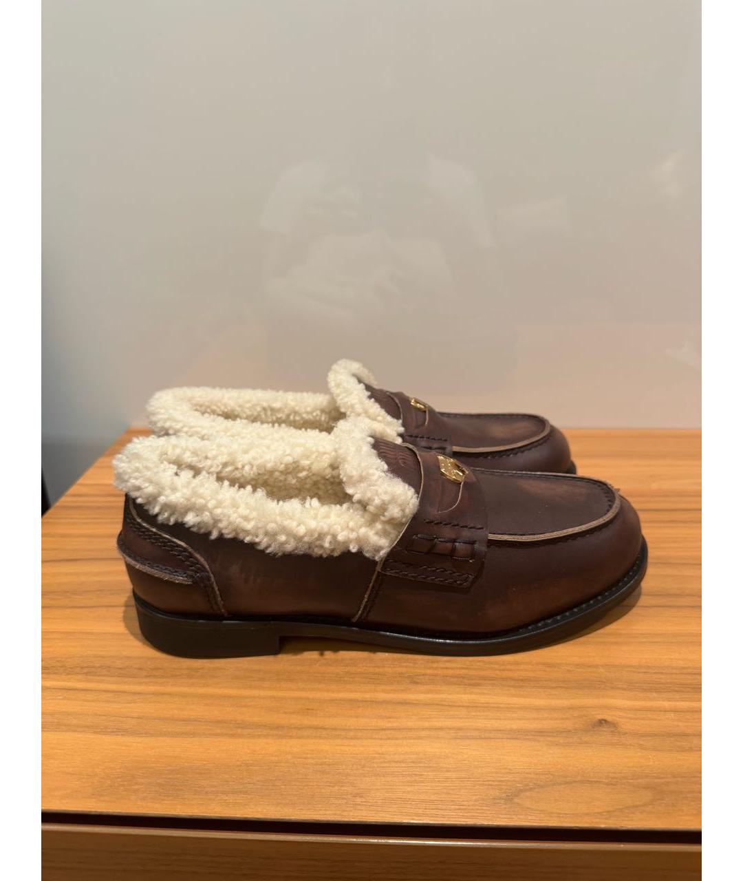 MIU MIU Коричневые кожаные лоферы, фото 7