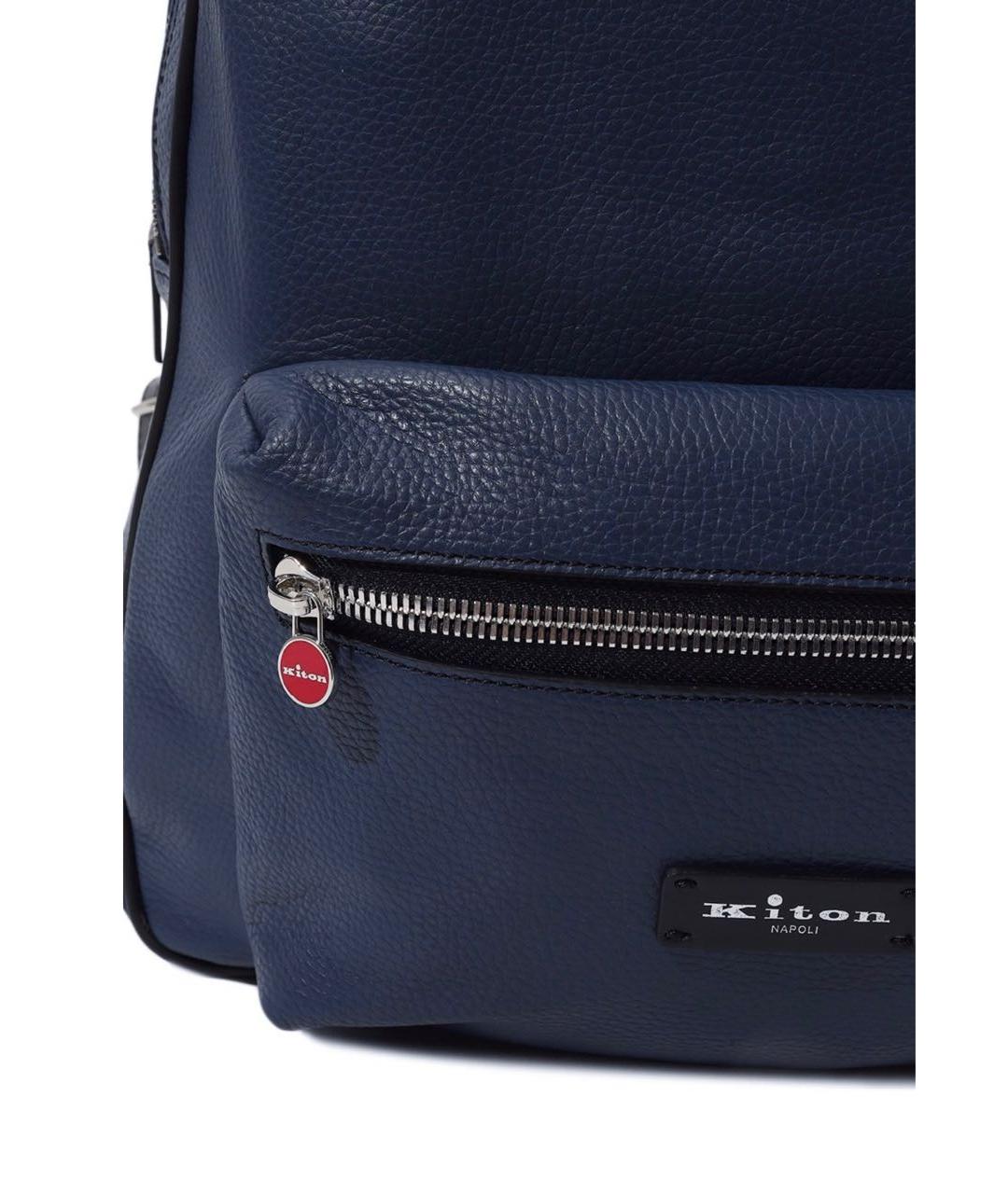 KITON Синий кожаный рюкзак, фото 3
