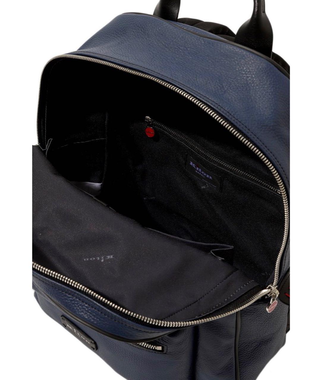 KITON Синий кожаный рюкзак, фото 5