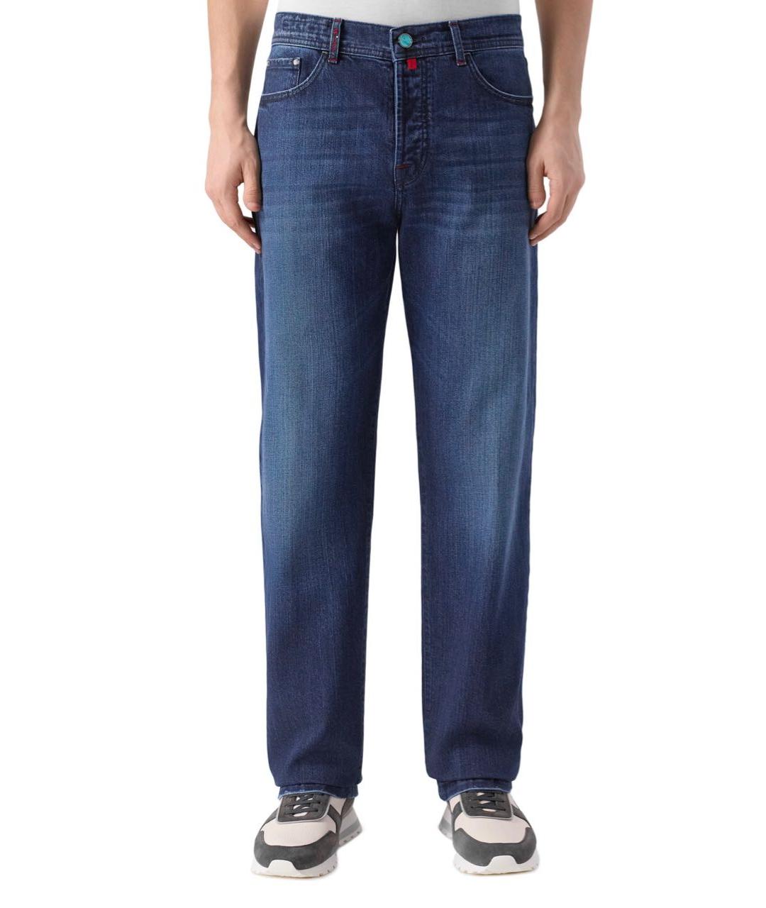 KITON Синие хлопковые прямые джинсы, фото 3