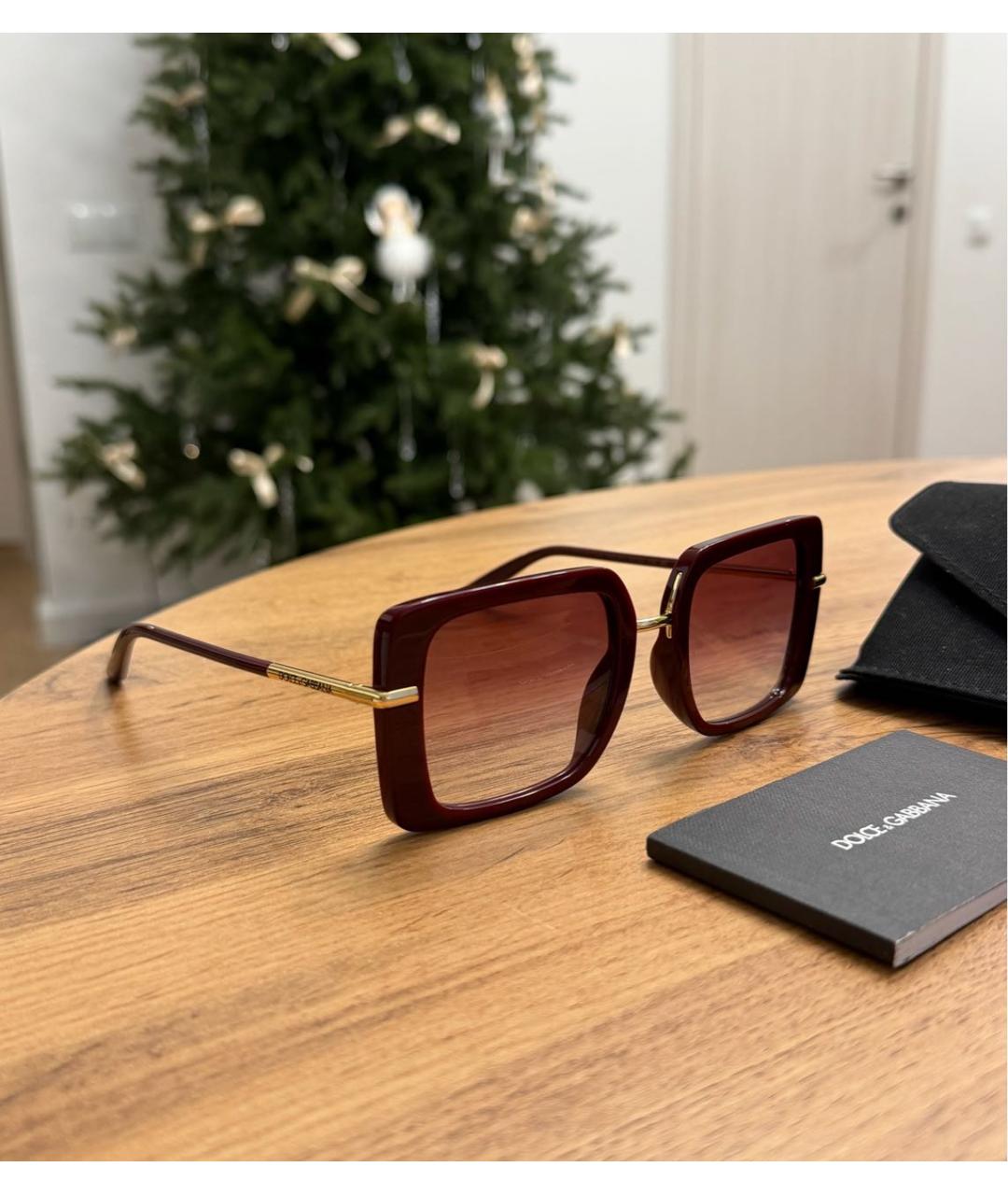 DOLCE&GABBANA Бордовые пластиковые солнцезащитные очки, фото 2