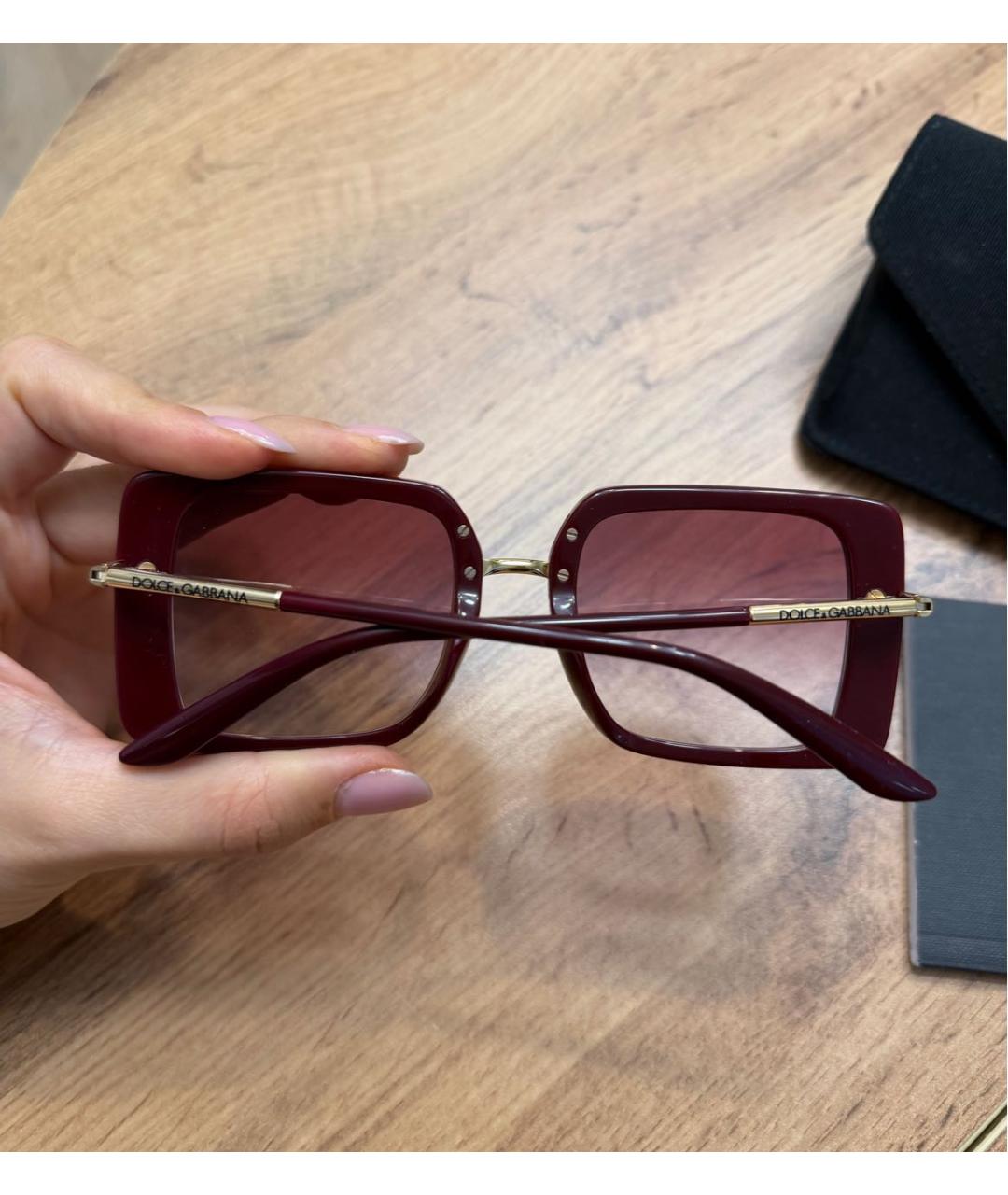 DOLCE&GABBANA Бордовые пластиковые солнцезащитные очки, фото 8